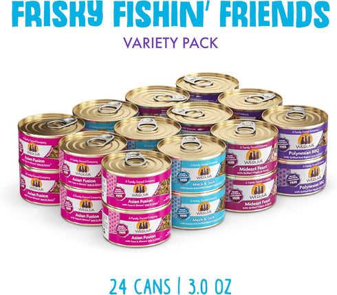 Weruva Classic Cat Food Variety Pack, Frisky Fishin' Friends Wet Cat Food, 3oz Cans (Pack of 24)