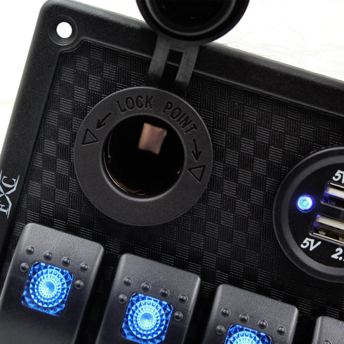 FXC 12V 24V Blue LED ON/Off Marine Multi Function Switch Panel - Waterproof 8 Gang Rocker Switch Panel