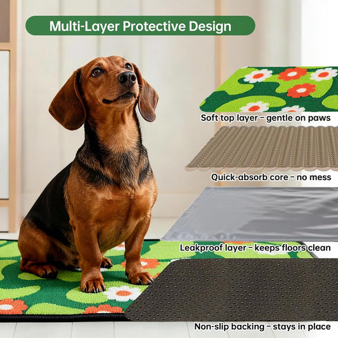 16"x30", 2 Pack Qeils Reusable Puppy Pads for Small Dogs, Washable Pee Pads with Non-Slip , Absorbent Leakproof Mat
