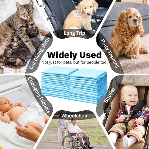 Blue Disposable Under Pads for Dogs Potty Training, Super Absorbent 4-Layer Design, 24"x24" Soft Bed Covers (5 Count)