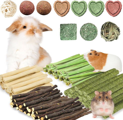 Chew Treat Rabbit Toys for Teeth Health, Natural Bunny Enrichment Toys for