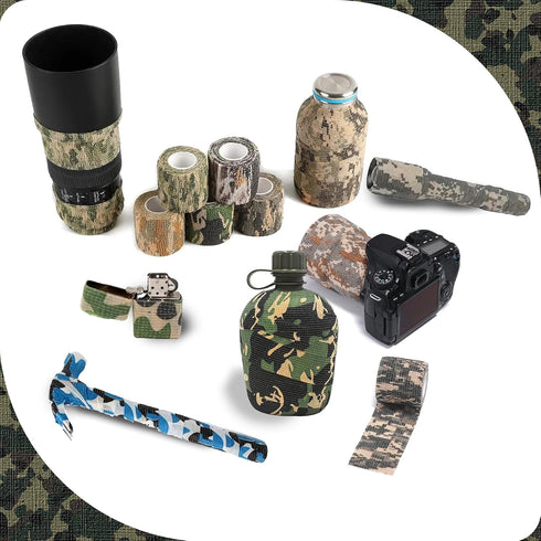 WALWAL Camouflage Self-Adhesive Tape, 2" x 14.76 ft Multifunctional Non-Woven Fabric Stealth Tape