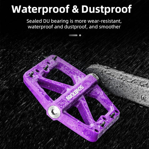 ROCKBROS Mountain Bike Pedals, Lightweight Nylon Composite Bicycle Flat Pedals 9/16" for BMX MTB Mountain Road Bike