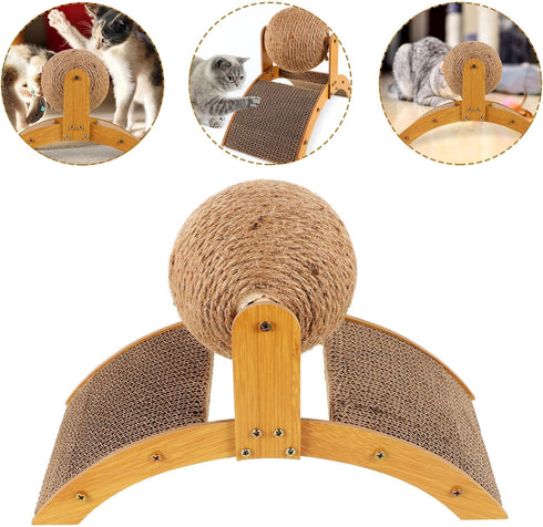 Toddmomy Cat Scratcher Ball Cat Scratching Toy Inclined Scratch Board Sisal Rope Ball for Indoor Cat Kittens