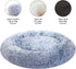 Bedfolks Calming Donut Dog Bed, 30 Inches Round, Fluffy Anti-Anxiety Plush Bed, Machine Washable, Navy Blue