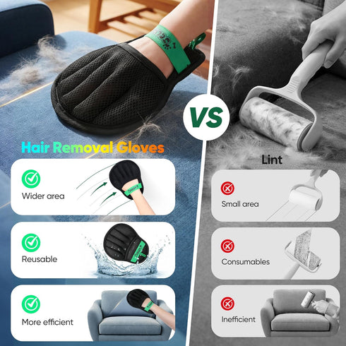 JGLXF 2Pcs Upgraded Pet Hair Removal Glove for Dogs & Cats, Electrostatic Five-Finger Hair Remover for Furniture