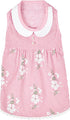 Blueberry Pet Wonderland Floral Sleeveless Dog Dress, Pink Stripe with Peter Pan Collar, Back Length 12", Pack of 1