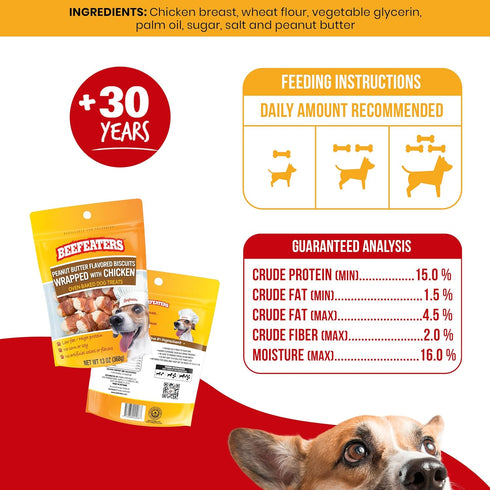 Beefeaters Peanut Butter Biscuits Wrapped with Chicken Dog Treat, 13oz