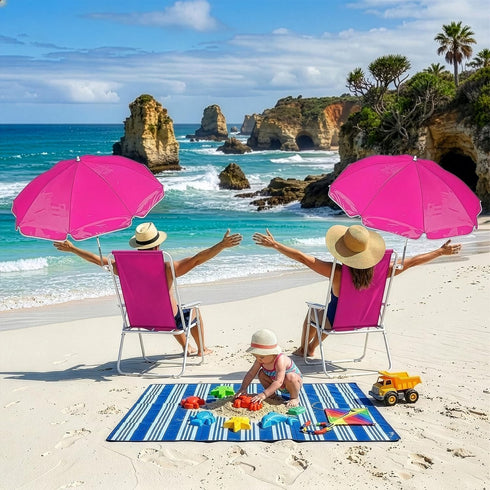 220lbs Outvita Beach Chair with Umbrella, Outdoor Folding Chair High Strength Cleanable Fabric Lightweight