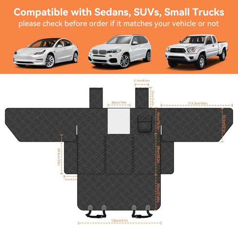 Wexyldra Dog Car Seat Cover for Back Seat- Heavy Duty Waterproof- Hard Bottom Backseat Extender Fits Sedan SUV & Small