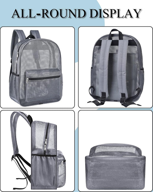 Paxiland Mesh Backpack, Lightweight See Through Backpack for Commuting, Swimming, Travel, Beach Outdoor Sports - Grey