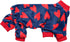 Fitwarm Valentines Day Sweet Hearts Dog Pajamas, Lightweight Velvet Pet Jumpsuit for Small Dogs, Dark Blue, Red, Medium
