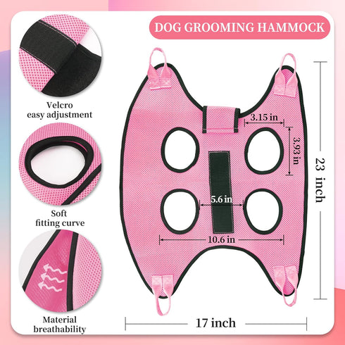 PatiencET Dog Grooming Hammock, Pet Grooming Hammock for Cats & Dogs with Security Strap and Nail Trimming Tools