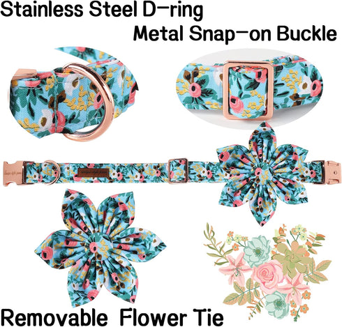 Unique style paws Adjustable Dog Collar with Flower Pattern, Durable Pet Collar for Small Medium Large Dogs