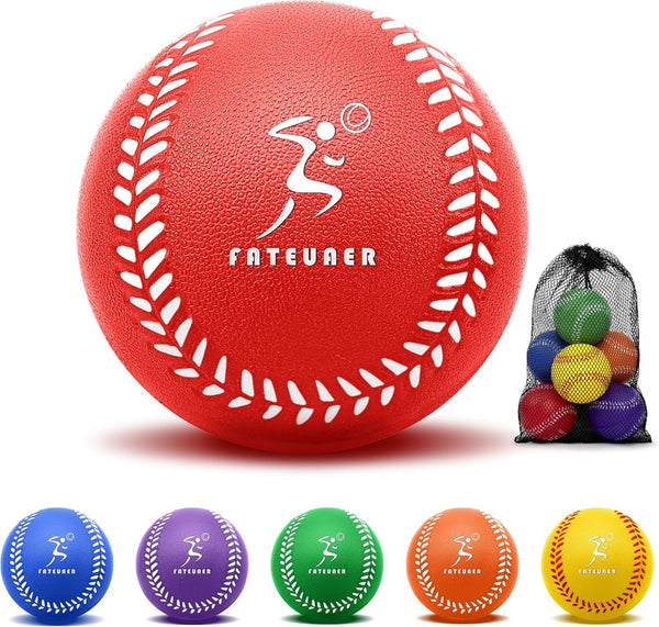 Foam Baseballs, Soft 6 Pack for Kids Beginners Training, Safe Indoor Outdoor Play with Carrying Bag