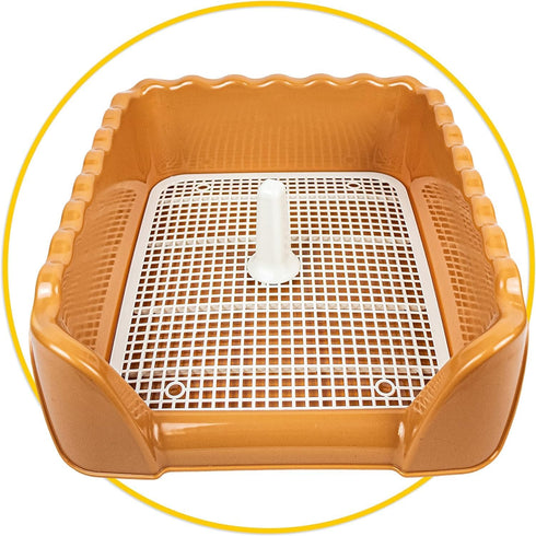 Lutema Training Dog Potty Tray for Small & Medium Puppies - Orange Brown