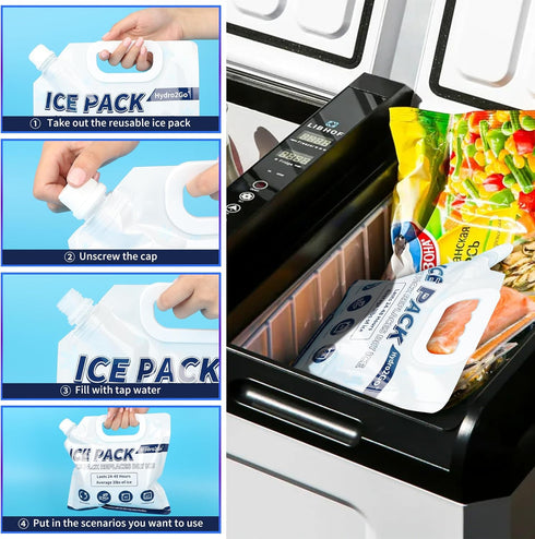 Reusable Ice Packs for Cooler: Long Lasting Cold Freezer Packs for Lunch Bags, Prevent Frostbite for Camping Gear