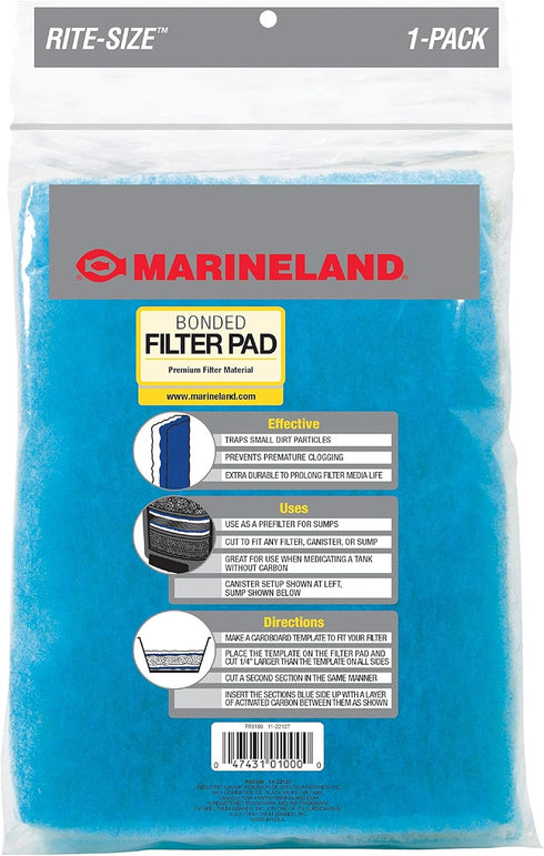 Marineland Bonded Filter Pad, Cut to Fit Any Aquarium Filter, 312 sq. in., Whites & Tans