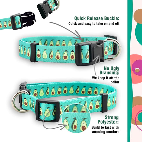 Native Pup Flower Dog Collar, Adjustable Small Medium Large, Pink Floral Blue Daisy Rose (Large, Avocado)