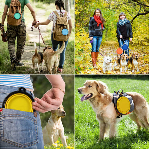 ME.FAN Collapsible Dog Bowl, Portable Silicone Travel Bowl (12oz) with Carabiners for Pet Food and Water