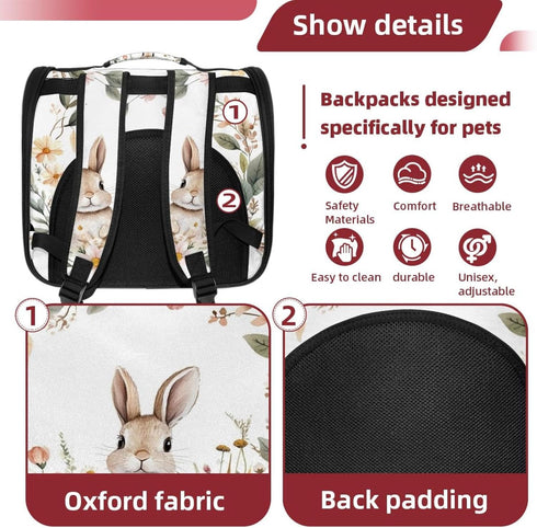 (2) Backpack Cute Baby Animal Bunny Rabbit Traveler Pet Carriers for Cats and Dogs