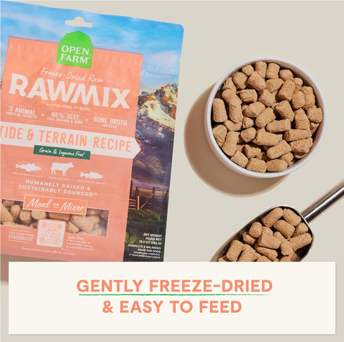 95% 13.5oz Open Farm, RawMix Freeze Dried Raw Morsels, Dog Food Topper & Mixer, High Protein & Bone Broth Infused