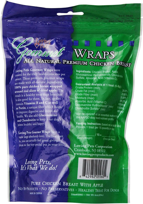 (2 Pack) 6 oz Loving Pets All Natural Premium Apple and Chicken Wraps with Glucosamine and Chondroitin Dog Treats