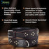 Genuine Leather ‘Cupola’ Series Dog Collar, Rhinestone, Soft Cushion Padding, Handmade (M, Neck Size 14.5"-18.5",