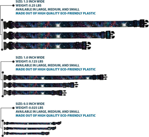 Buckle-Down Plastic Clip Collar - Galaxy Collage - Large, 1" Wide, Fits 15-26" Neck