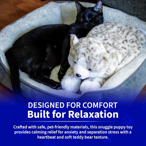 Pack Pet Fit For Life Stuffed Animal for Cats - Calming Sleep Aid with USB Rechargeable Heart Beat & Heat for Anxiety