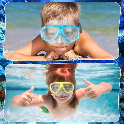 Flutesan Kids Swim Goggles 4 Packs with Nose Cover Diving Mask, Waterproof Clear Snorkel Goggle with Elastic Fabric