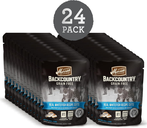 Merrick Backcountry Grain Free Gluten Free Premium High Protein Wet Cat Food, Whitefish Recipe Cuts with Gravy (Pack of