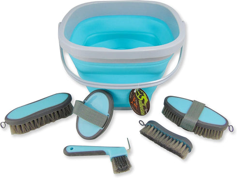 Collapsible Grooming Kit 10 Liter Bucket and 5 Grooming Tools - By