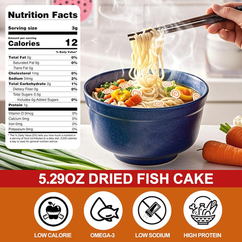 5.3oz Freeze Dried Narutomaki Fish Cake - Japanese Ramen Toppings for Instant Noodles, Udon, Soup, Camping Food