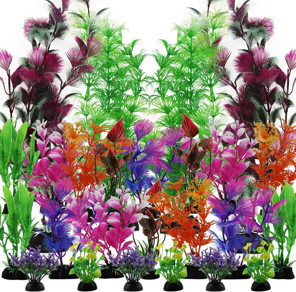 25 Pack Colorful Aquarium Plants, Artificial Fish Tank Decorations for Household and Office