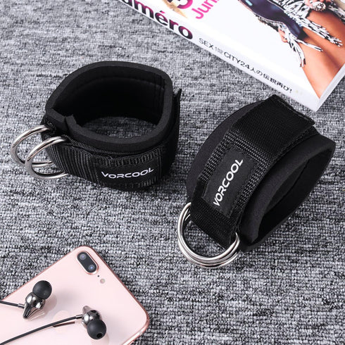 VORCOOL 2PCS Ankle Straps for Cable Machines, Neoprene Padded Cuffs for Weightlifting, Gym Workout, Carry Bag