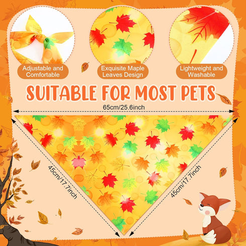 100 25 Preboun Pcs Fall Thanksgiving Dog Bandanas Bulk Pumpkin Maple Leaves Bandanas for Dogs Triangle Kerchief Bibs