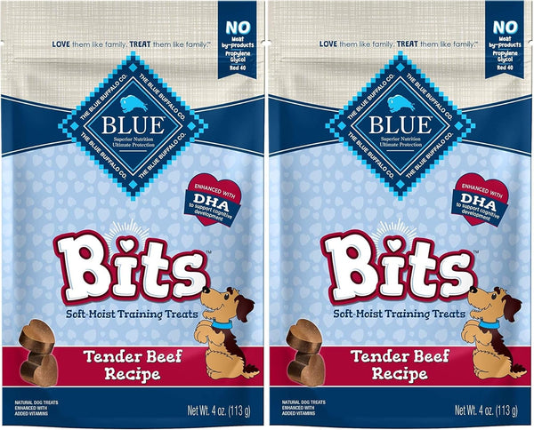 Blue 2 Pack of Tender Beef Recipe Bits Dog Treats, 4 Ounces Each