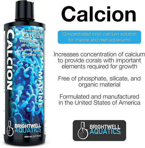 Brightwell Aquatics Calcion - Concentrated Liquid Calcium Supplement for Marine Aquariums, 2-L