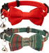 Breakaway Collar for Cats with Bell, Bowtie Floral Bow Detachable Adjustable Safety Puppy 2pcs Christmas-A