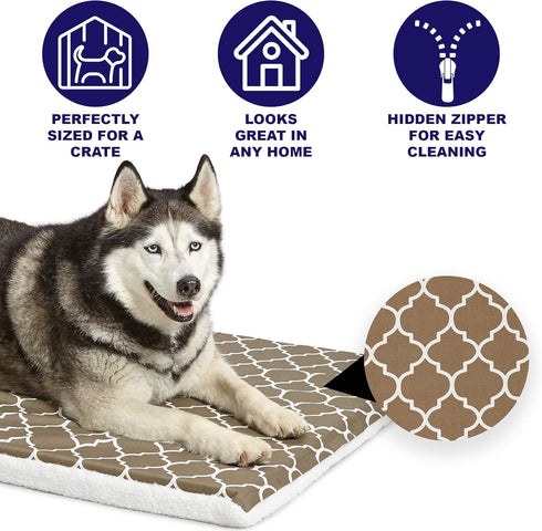 MidWest Homes for Pets Quiet Time Teflon Defender Dog Beds; Pet Beds Designed to Fit Folding Metal Dog Crates, Brown & White Geometric Pattern, 30-Inch
