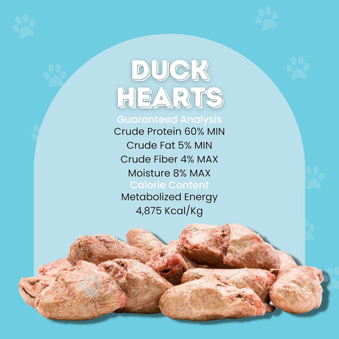 hotspot pets Freeze Dried Duck Heart Treats for Cats & Dogs - 1LB BIG BAG, All Natural Grain-Free Duck Hearts