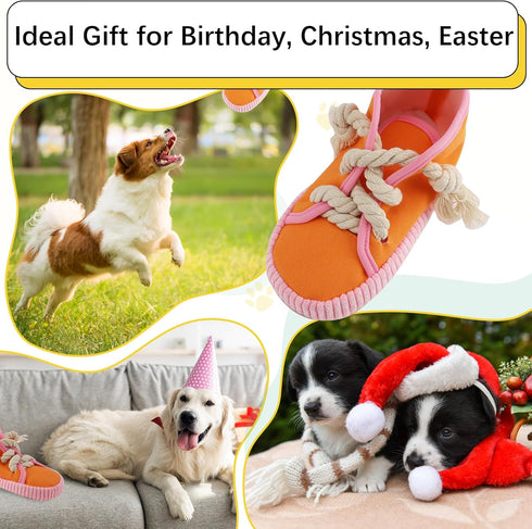 vocheer Dog Chew Toy, Durable Interactive Squeaky Puppy Toy for Small, Medium Breze, Teething Shoe, Machine Washable,