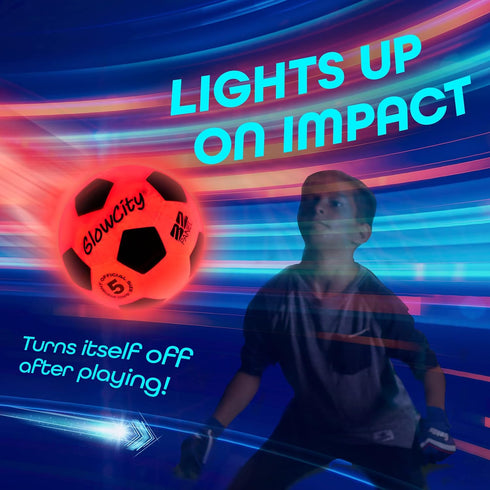GlowCity Light Up Indoor/Outdoor Soccer Ball with 2 LED Lights - Fun Gift for Teens