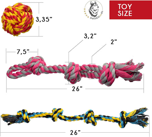 Durable Dog Toys, Rope Chew Toys, Tug of War Toy for Large Breed, Small Breed Puppy Teething Toys (3 Count)