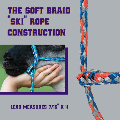Weaver Livestock Poly Rope Sheep Halter, Modern Braid Sheep and Goat Rope Halter, Adjustable Lamb Lead