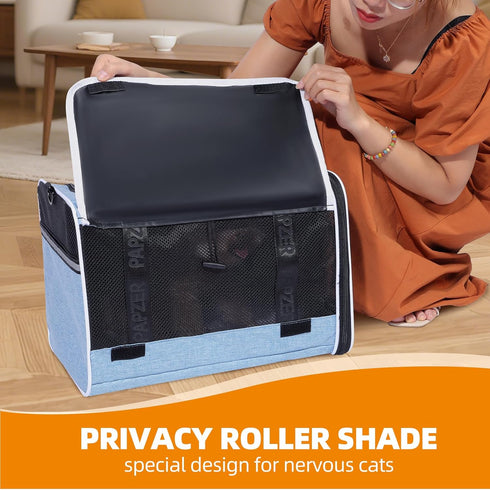 18x11x11 Inch Top Loading Medium Cat Carrier with Privacy Curtain, Soft-Sided Small Pet Travel Crate Vet Approved