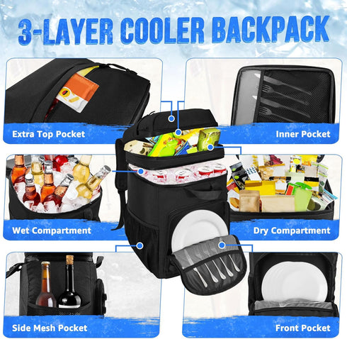 WOTOW Backpack Cooler 45 Cans, Tactical Insulated Soft Cooler Bag for Men Women, Leakproof Backpack