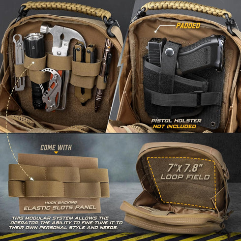 WYNEX Tactical Molle Admin Pouch, Large Capacity Utility EDC Pouch Organizer with Medical EMT Attachment
