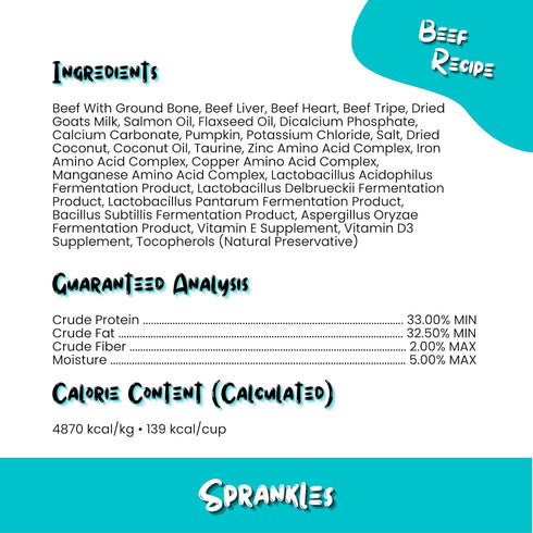 Freeze Dried Dog Food for Small & Large Breeds, 16 Oz Beef Toppers, Grain Free & All Natural, Made in USA